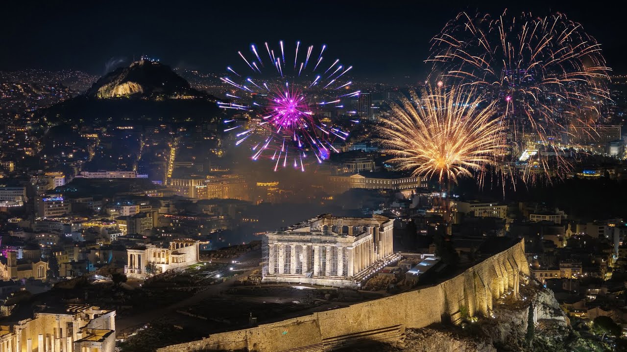 Athens' beautiful NYE firework display lit up the city