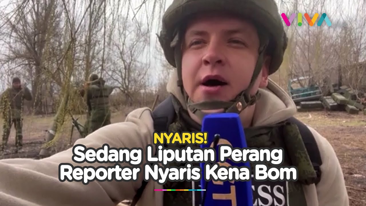 Ngeri! Detik-detik Bom Jatuh di Donetsk, Nyaris Hantam Jurnalis