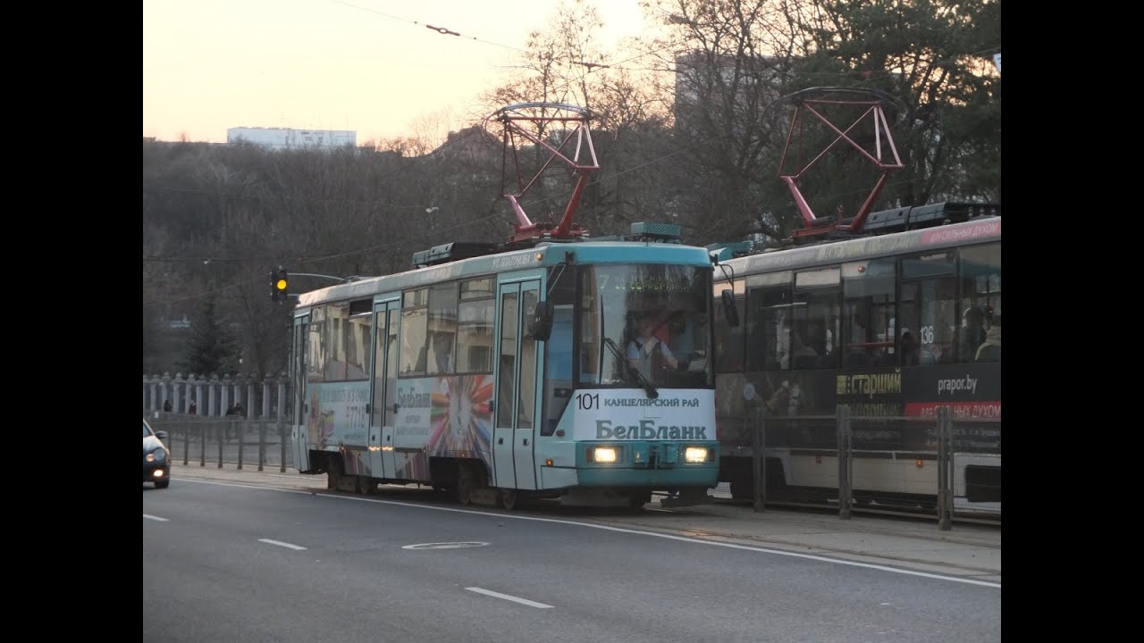 Поездка на трамвае БКМ-60102, борт.№ 101, марш.7