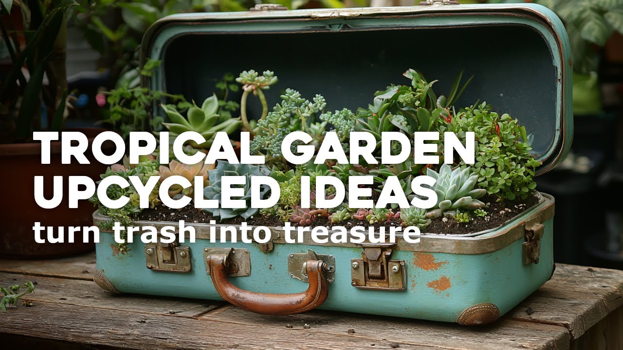 🌿♻️ Small Space Tropical Oasis: Upcycled Garden Design Ideas