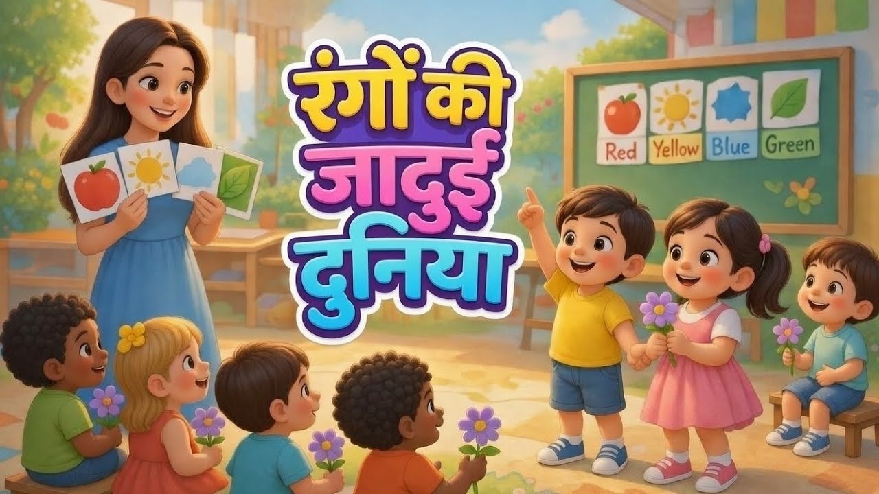 रंगों की जादुई दुनिया ##HindiRhymes #KidsLearning #ColorSong
