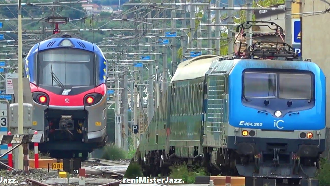 Treno intercity notte lanciato a 140 km/h-Lenta partenza del treno pop in doppia.