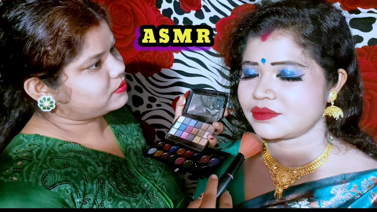 ASMR|| Fast and Aggressive Doing My Elder Sister Bridal Makeup (Whispering) 💄💋✨