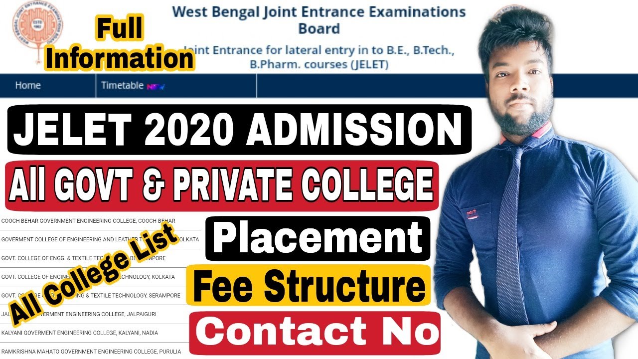 JELET 2020 All GOVT & Private College Full Information | Fee Structure / Placement / Contact No etc.