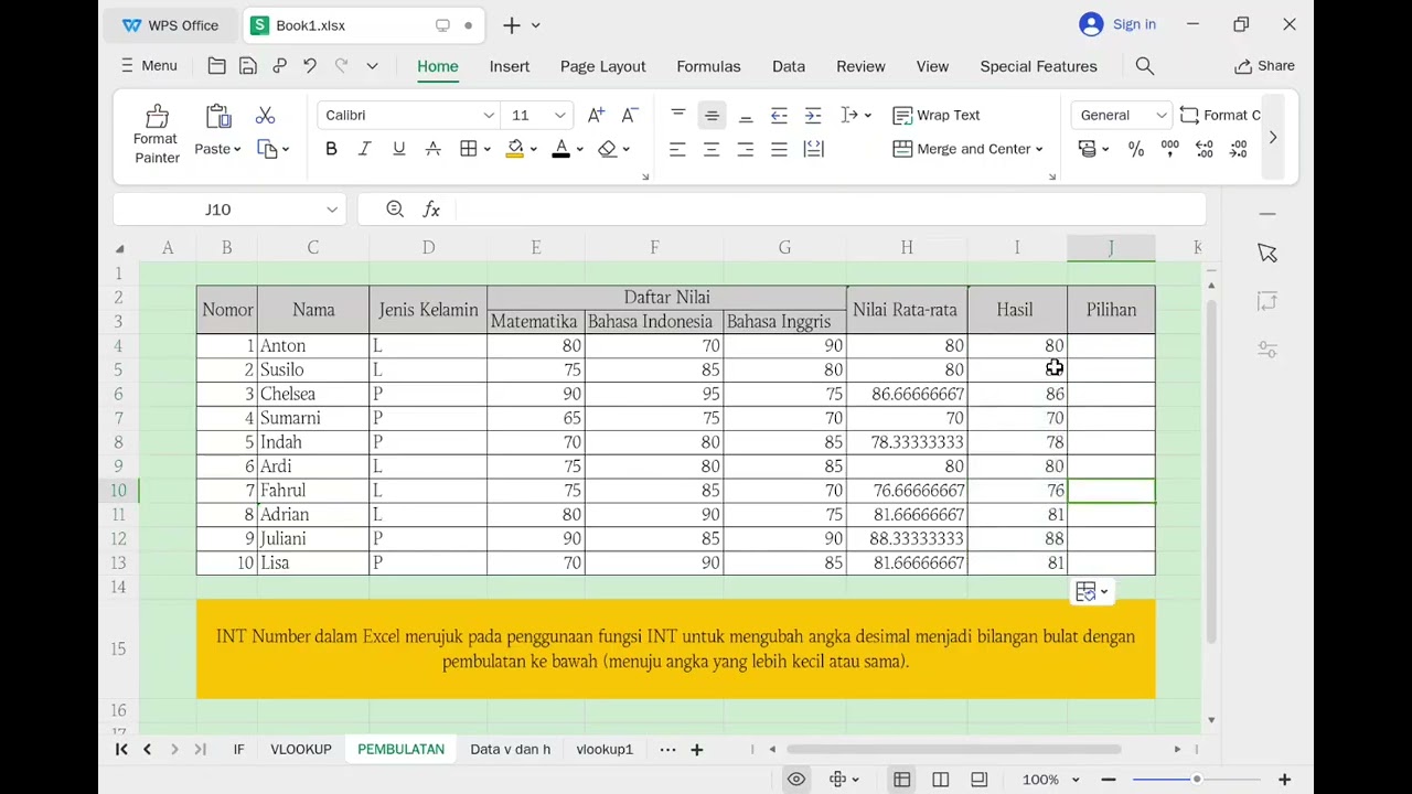 Mengubah Angka Desimal ke Bilangan Bulat di Excel