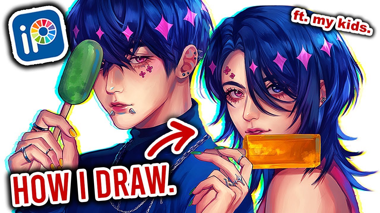 How I Draw in IBISPAINT X (with MY KIDS) | Semi-realistic Drawing