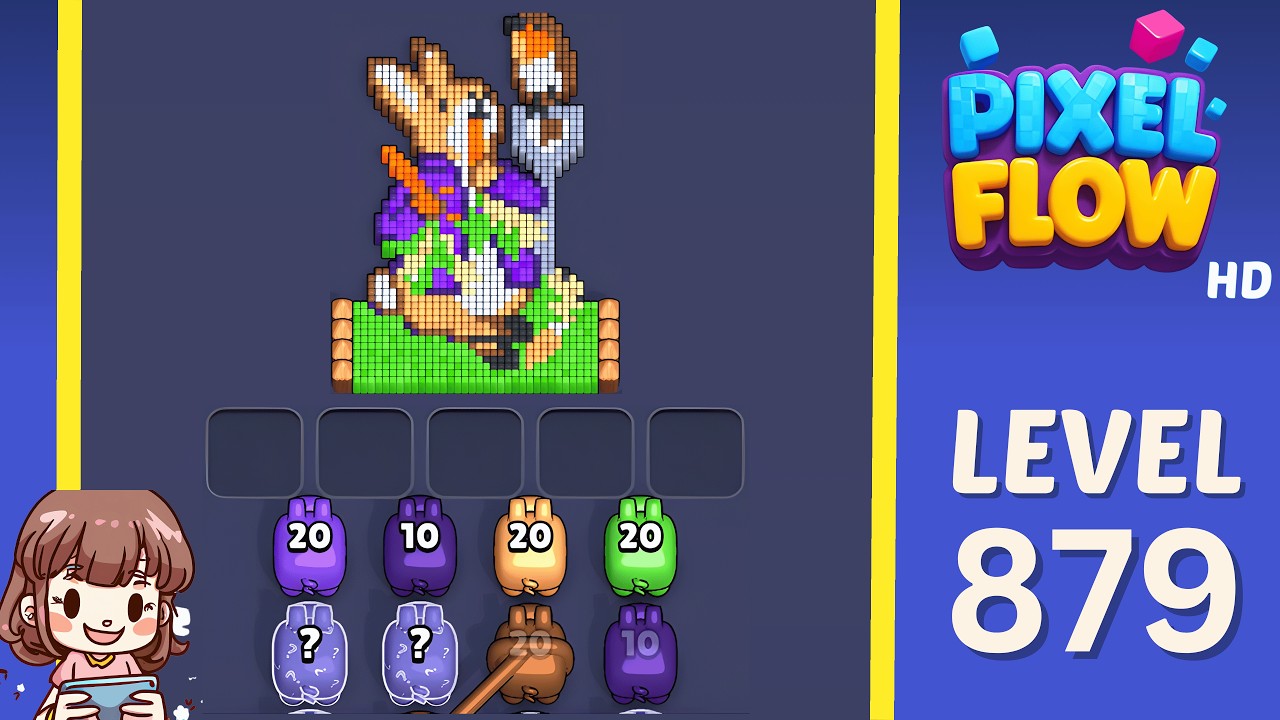 Pixel Flow Level 879 Solution Walkthrough