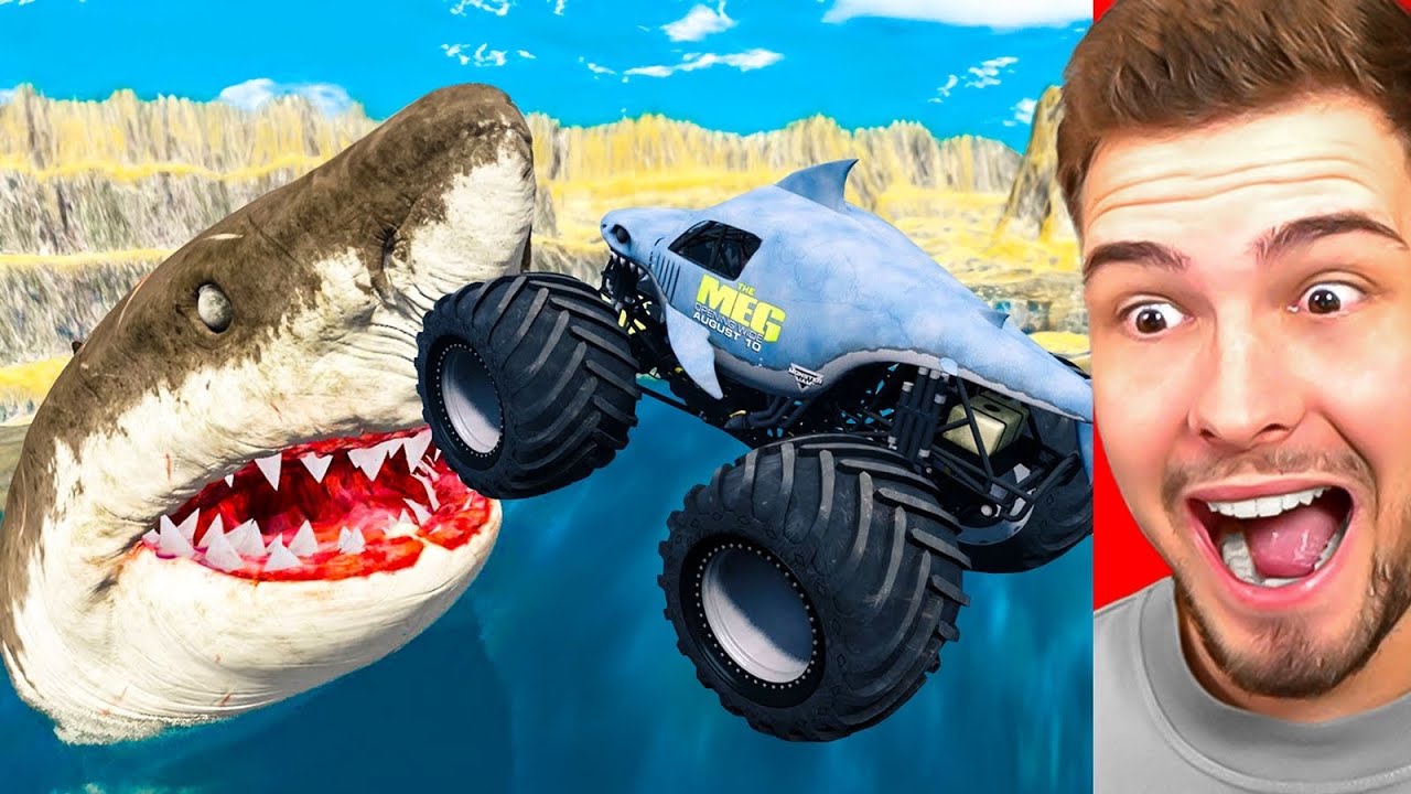 AUTOS vs. MEGALODON CHALLENGE (BeamNG)