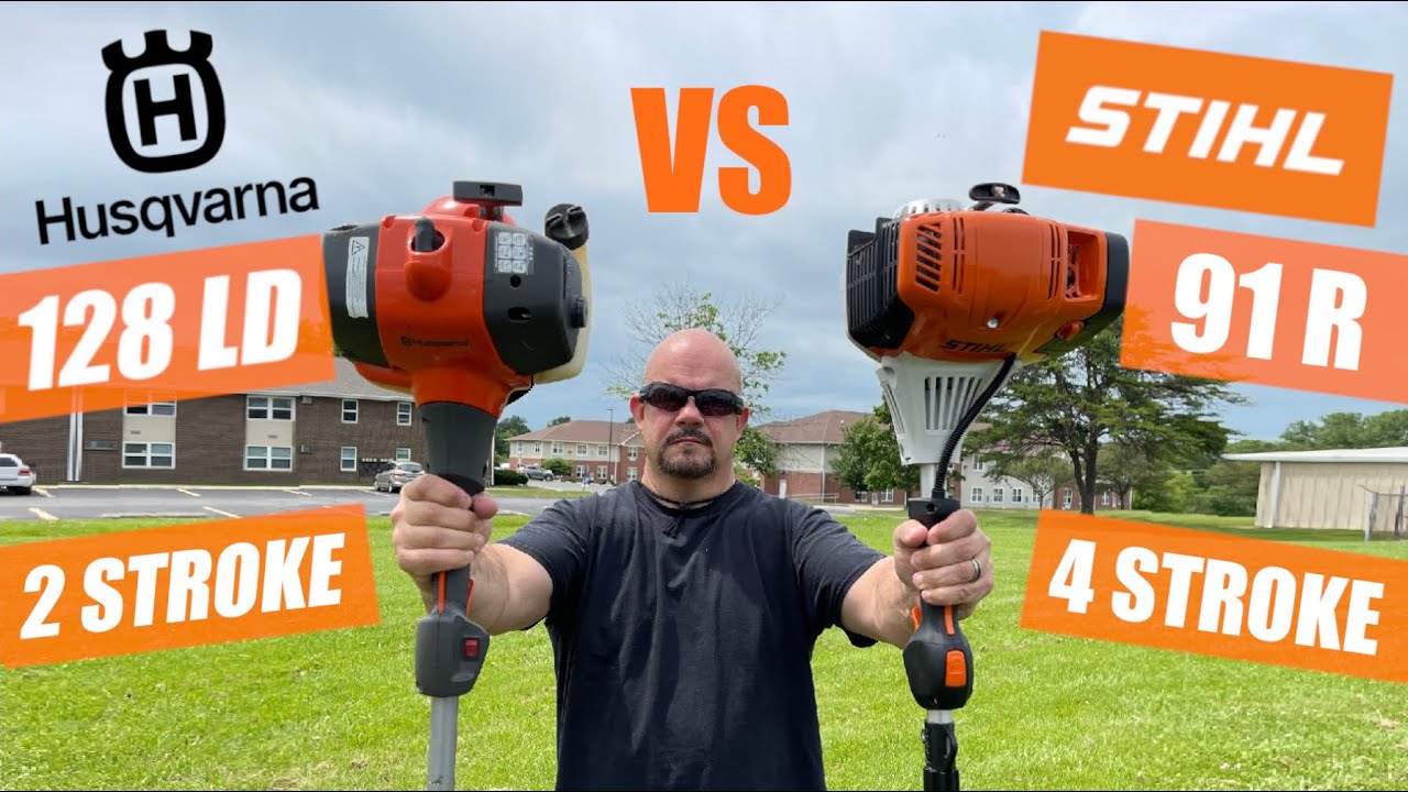 Stihl FS 91R против Husqvarna 128LD. 4-тактный двигатель против 2-тактного. #StihlFS91R #Hasqvarn...