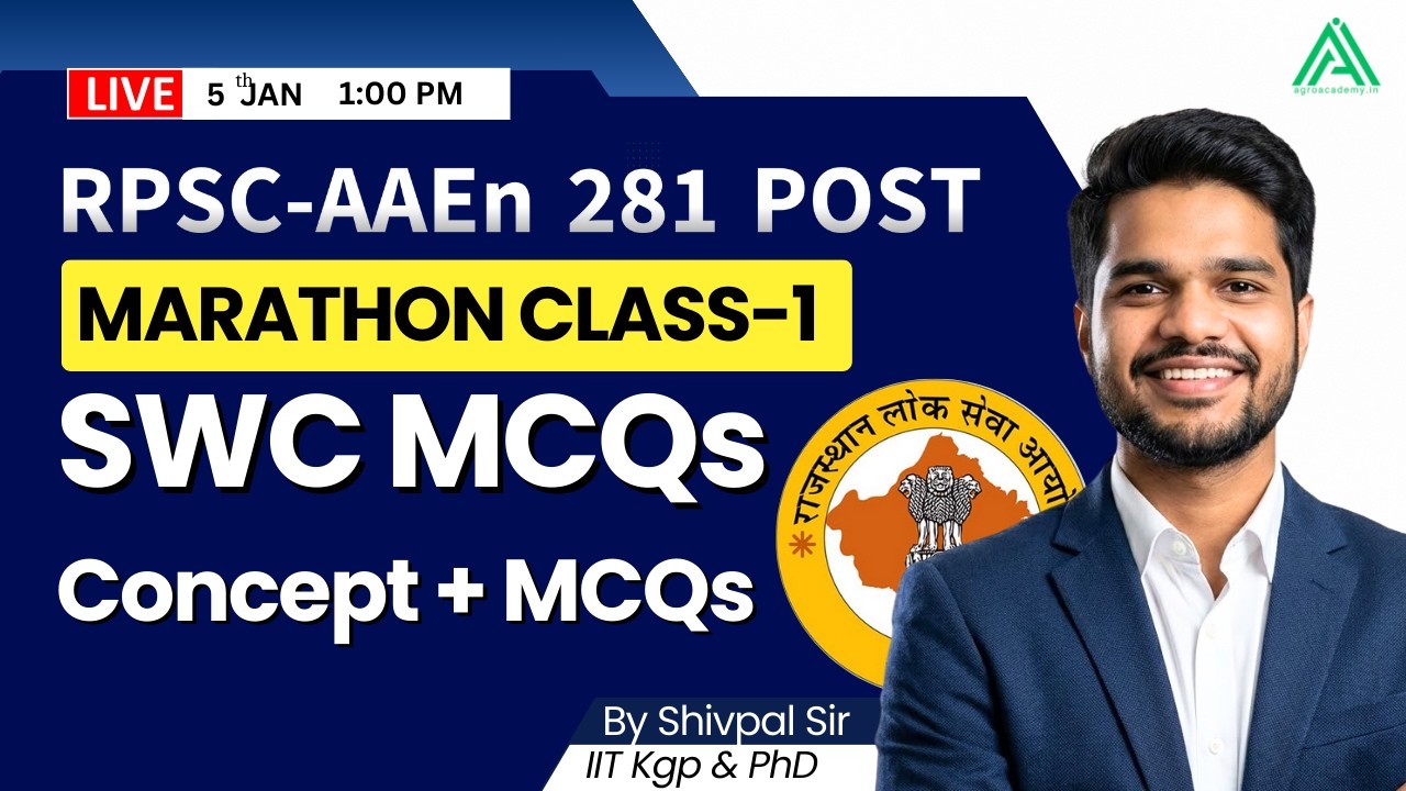Soil & Water Conservation Class-1 | RPSC Assistant Agri-Engg 2025 281 POST