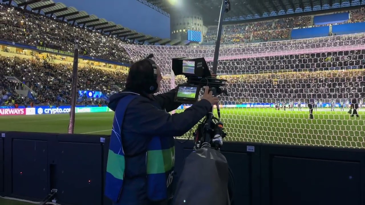 Inter Barcellona l, semifinale Champions League, vista dalla polecam