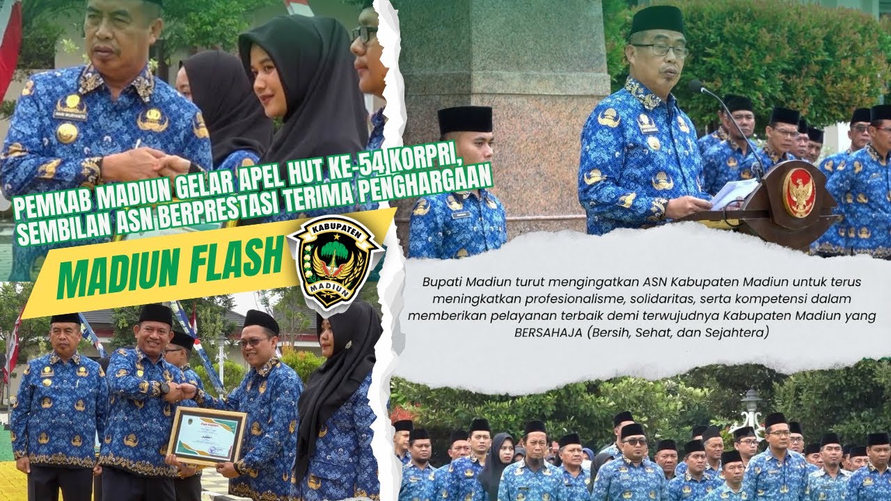 Pemkab Madiun Gelar Apel HUT ke-54 KORPRI, Sembilan ASN Berprestasi Terima Penghargaan
