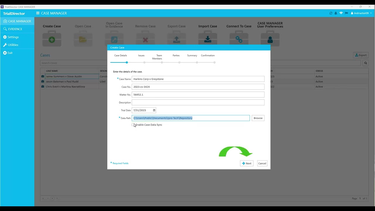 IPRO | Trial Director - Case Creation