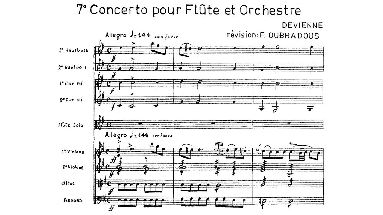 [Full Score] François Devienne - Flute Concerto No. 7 in E minor