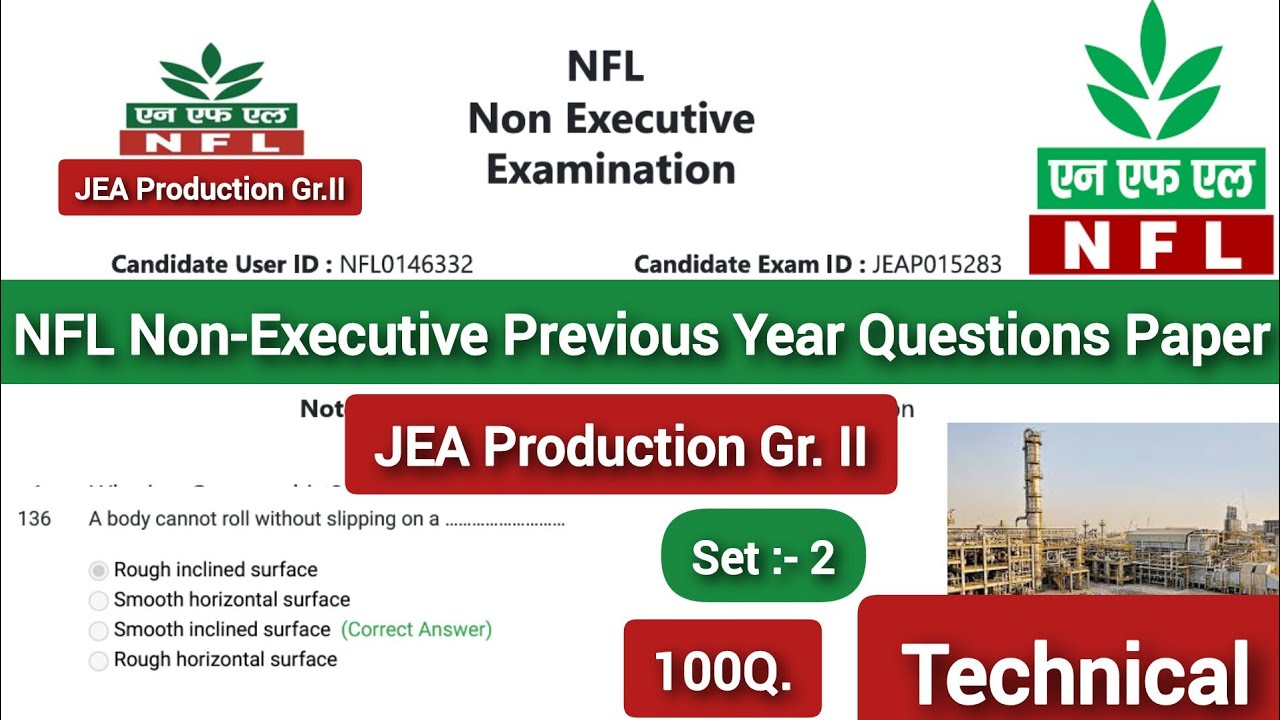 NFL JEA Production Technical Previous Year Questions paper l NFL Je Production Questions paper tech.