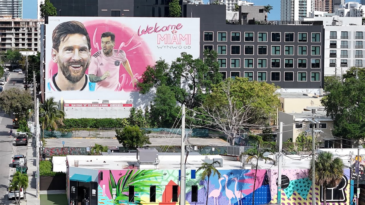 Wynwood Walls - Miami, Florida 🇺🇸 - Aerial Views + Lionel Messi Mural