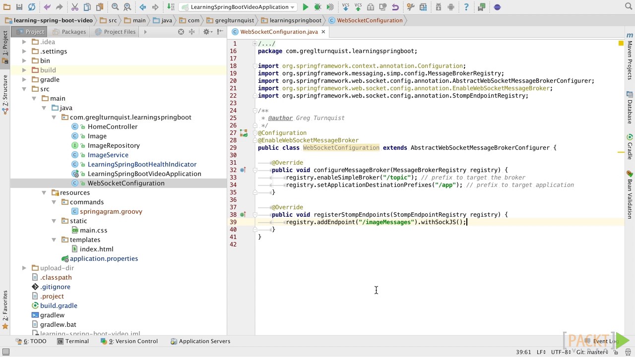 Learning Spring Boot : Configuring WebSocket Support on the Server Side | packtpub.com