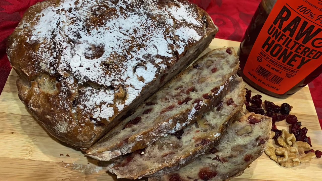 How to Make No Knead Overnight Cranberry Nut Honey Bread