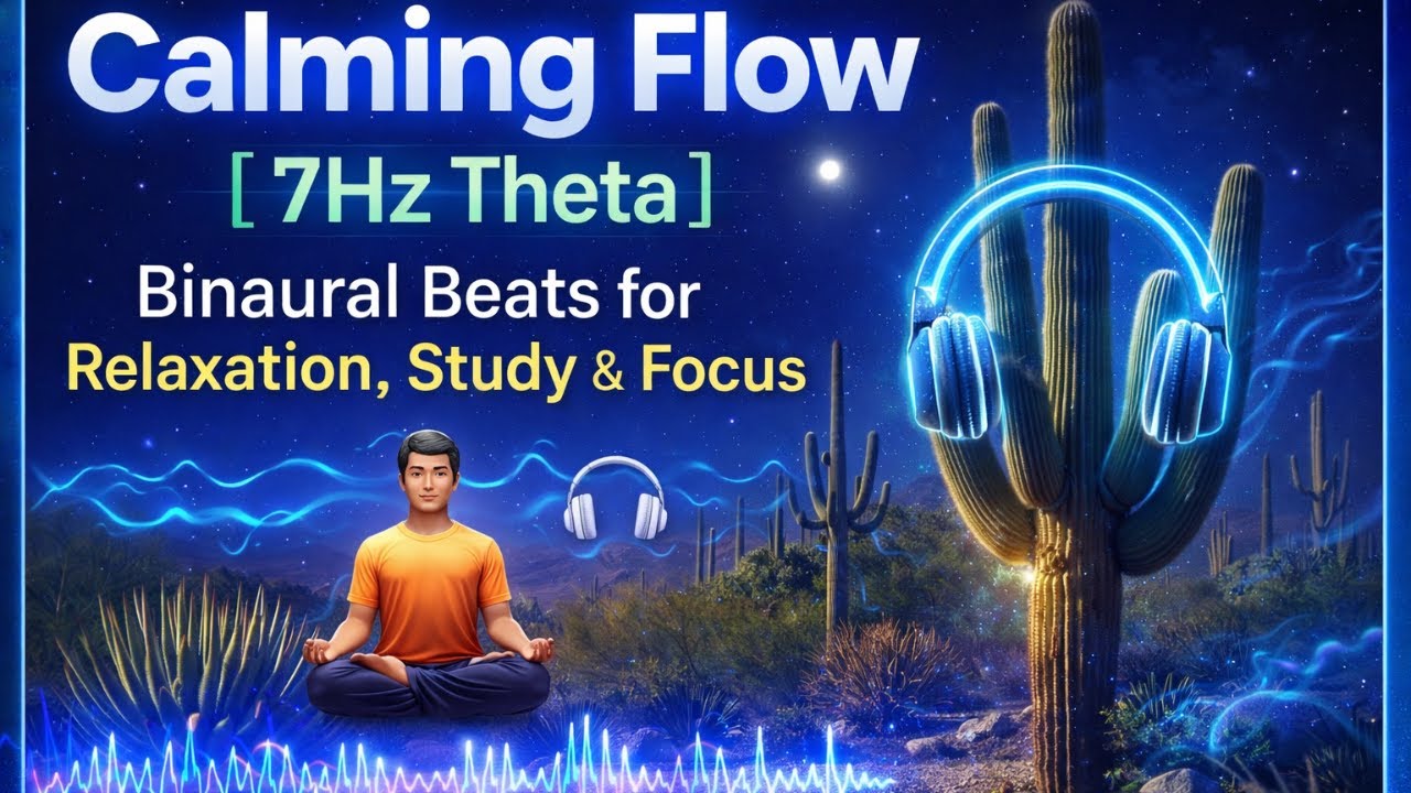 Calming Flow [7Hz Theta] Binaural Beats for Relaxation, Study & Focus 🧘‍♂️🎧