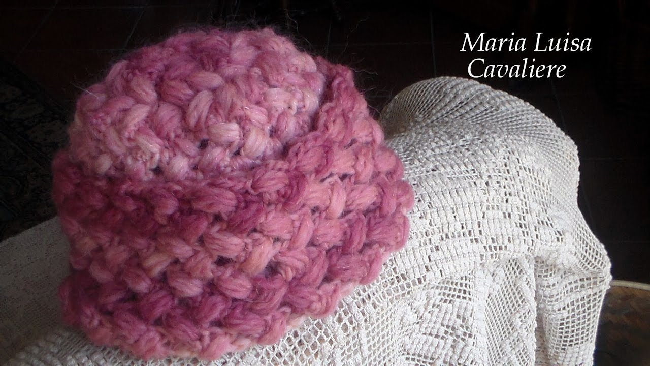 Cappello punto puff intrecciato all'uncinetto tutorial