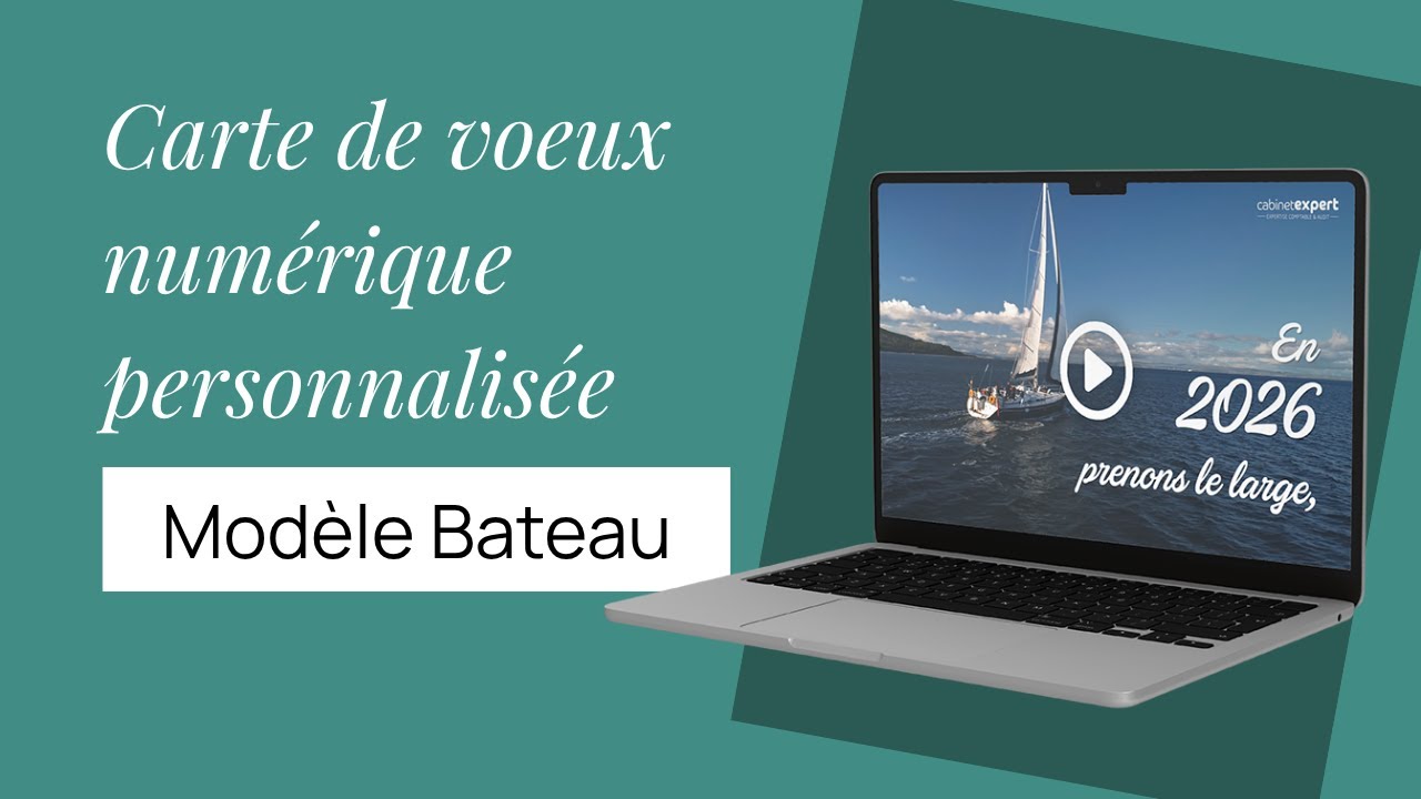 2026 - Carte de vœux numérique personnalisée – Modèle Bateau