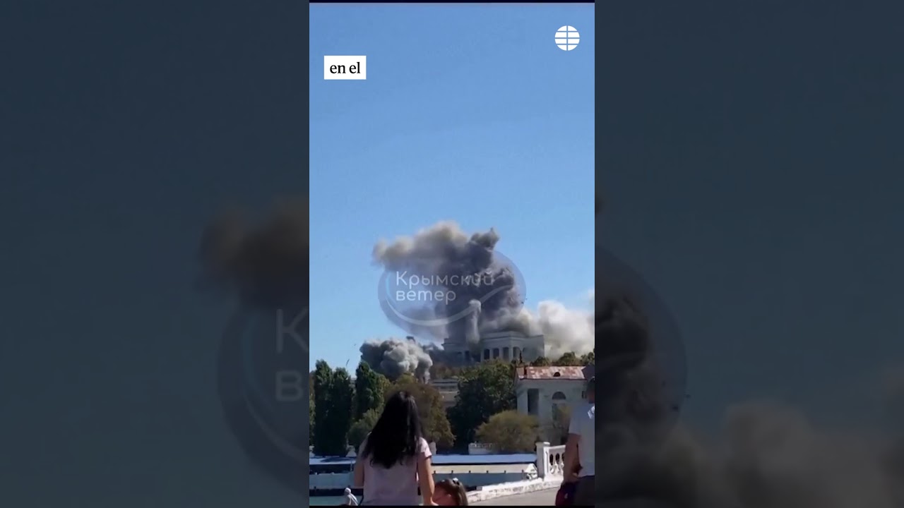 Nuevas im&aacute;genes del bombardeo de Ucrania al cuartel general de la flota rusa en Crimea #Sebastopo