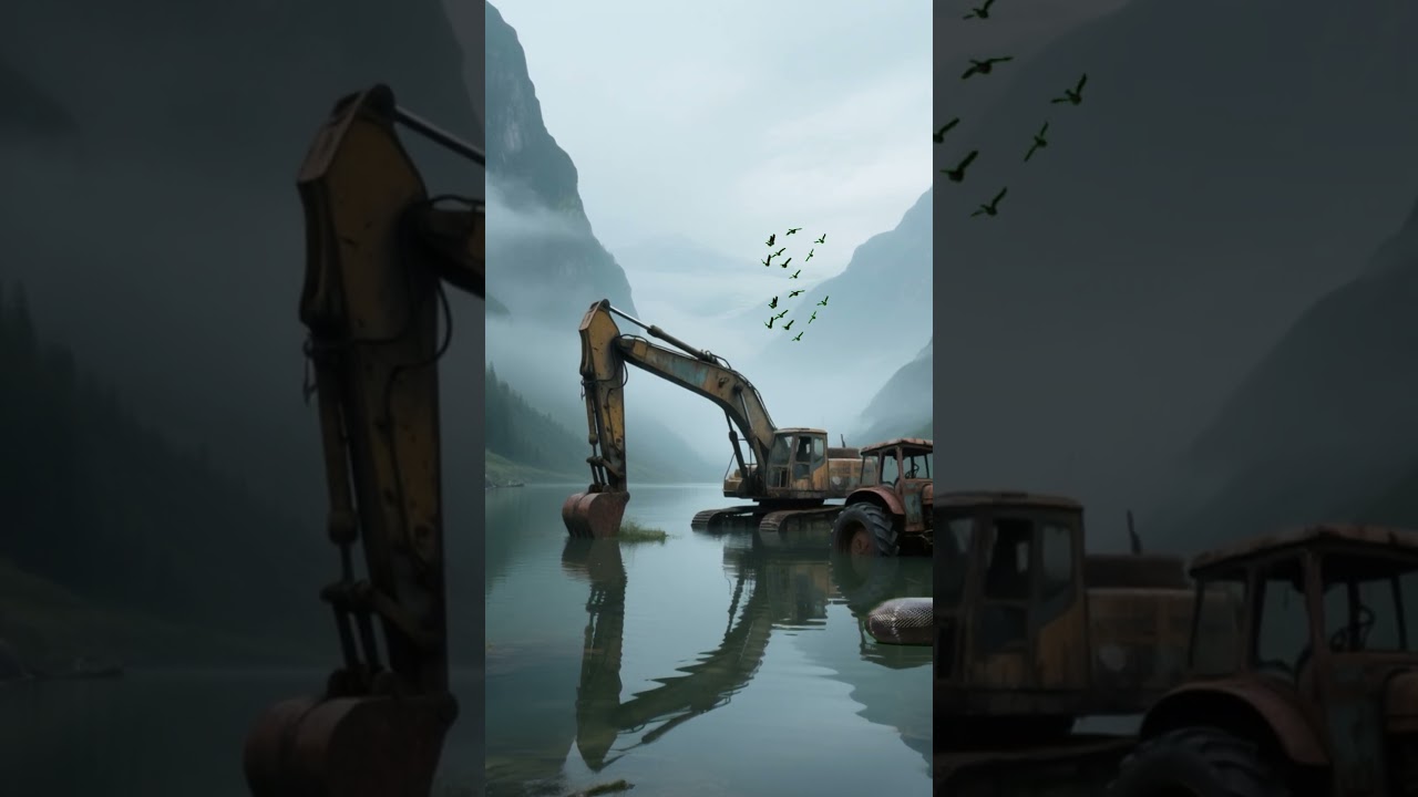 Mysterious Flooded Valley with Abandoned Machines 🌊⛰️ | Unreal Jungle Discovery #trending #shorts