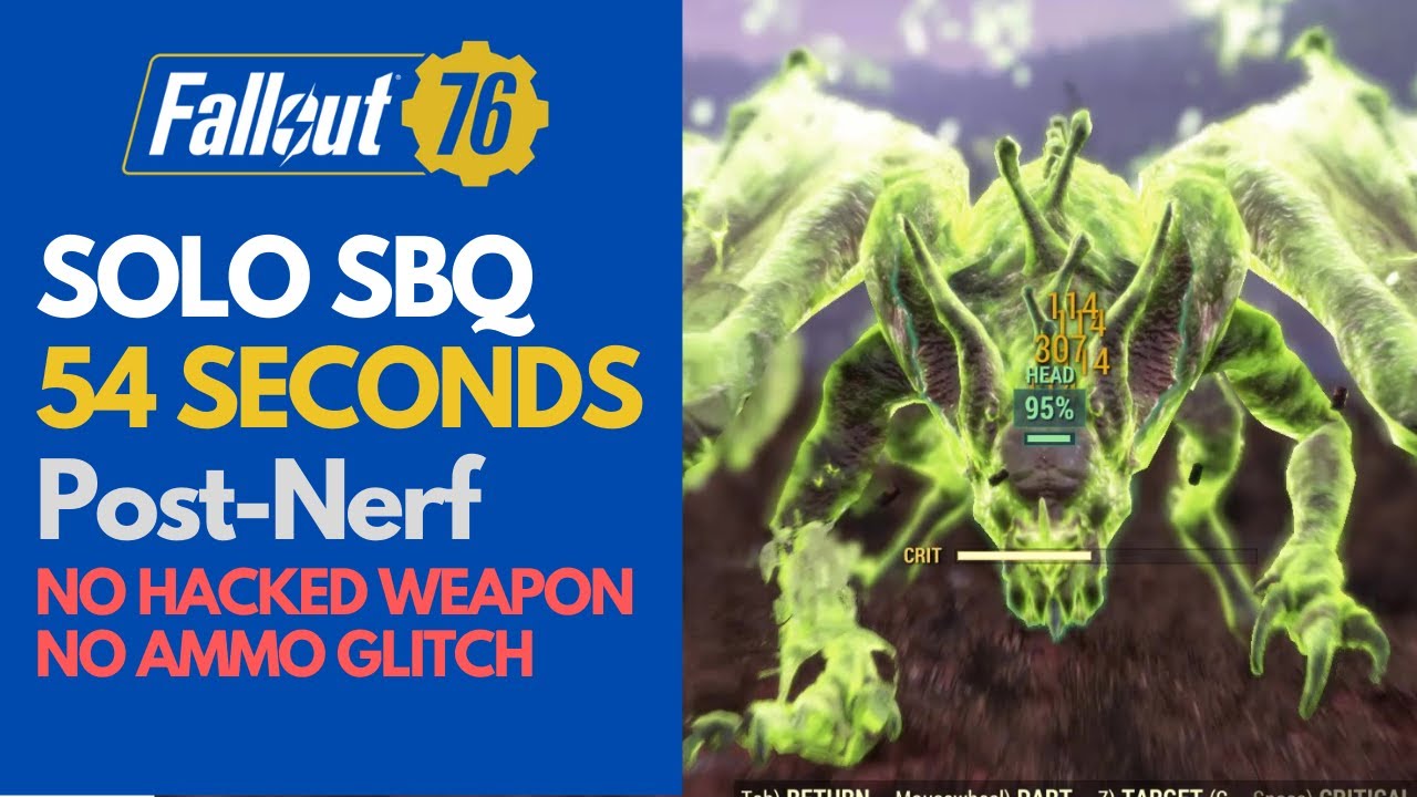 Fallout 76 - Solo Scorchbeast Queen (SBQ) 54 seconds
