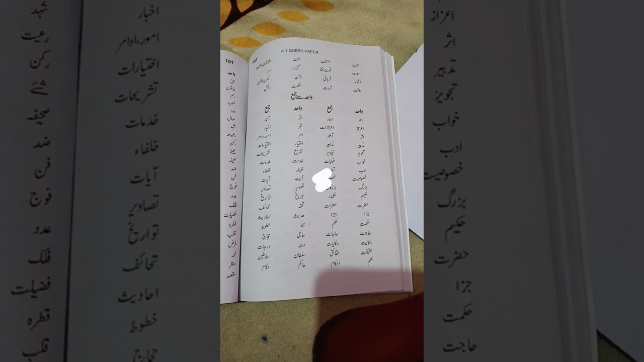 Urdu vvi Wahid jama for 2024 board exam