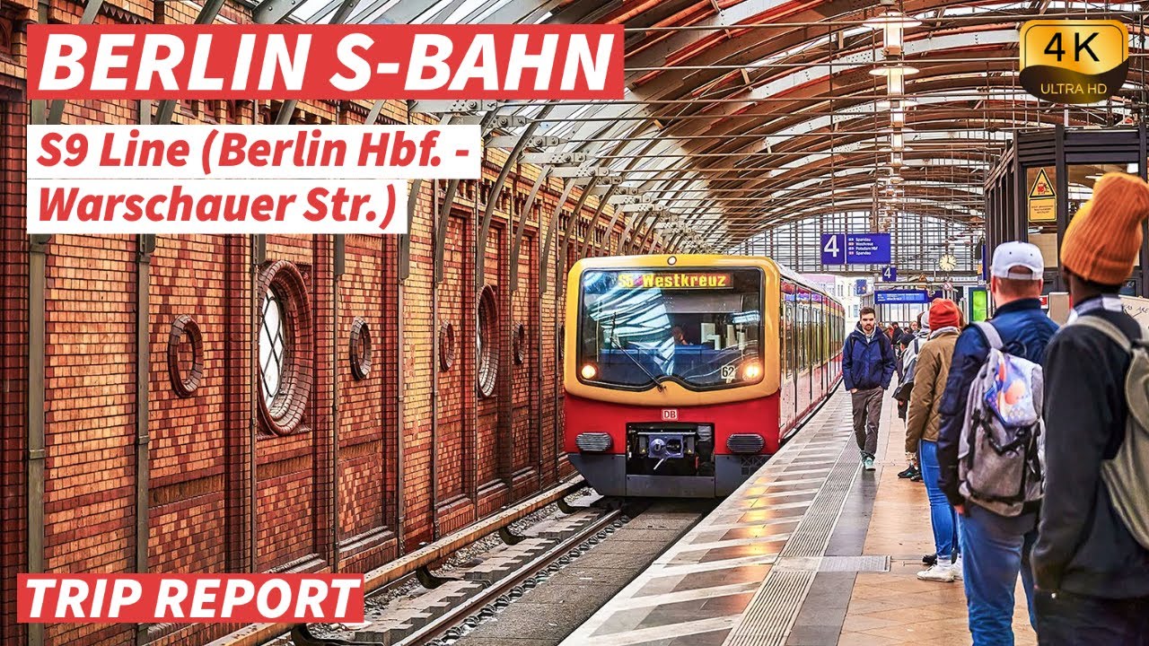 【4K】Берлинская городская электричка едет по линии S9 - Berlin Hbf. до Варшавской ул.