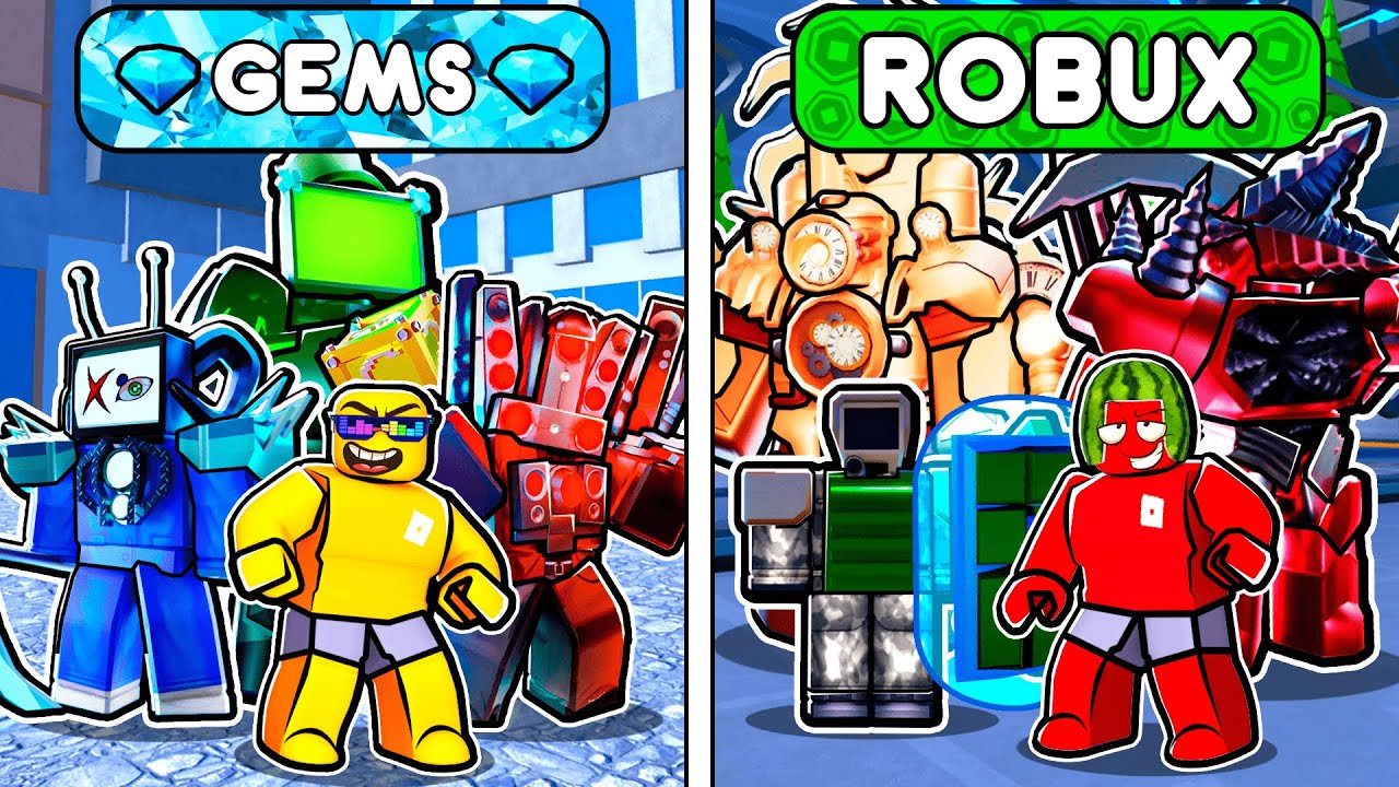 GEMS vs ROBUX Units In TOILET TOWER DEFENSE