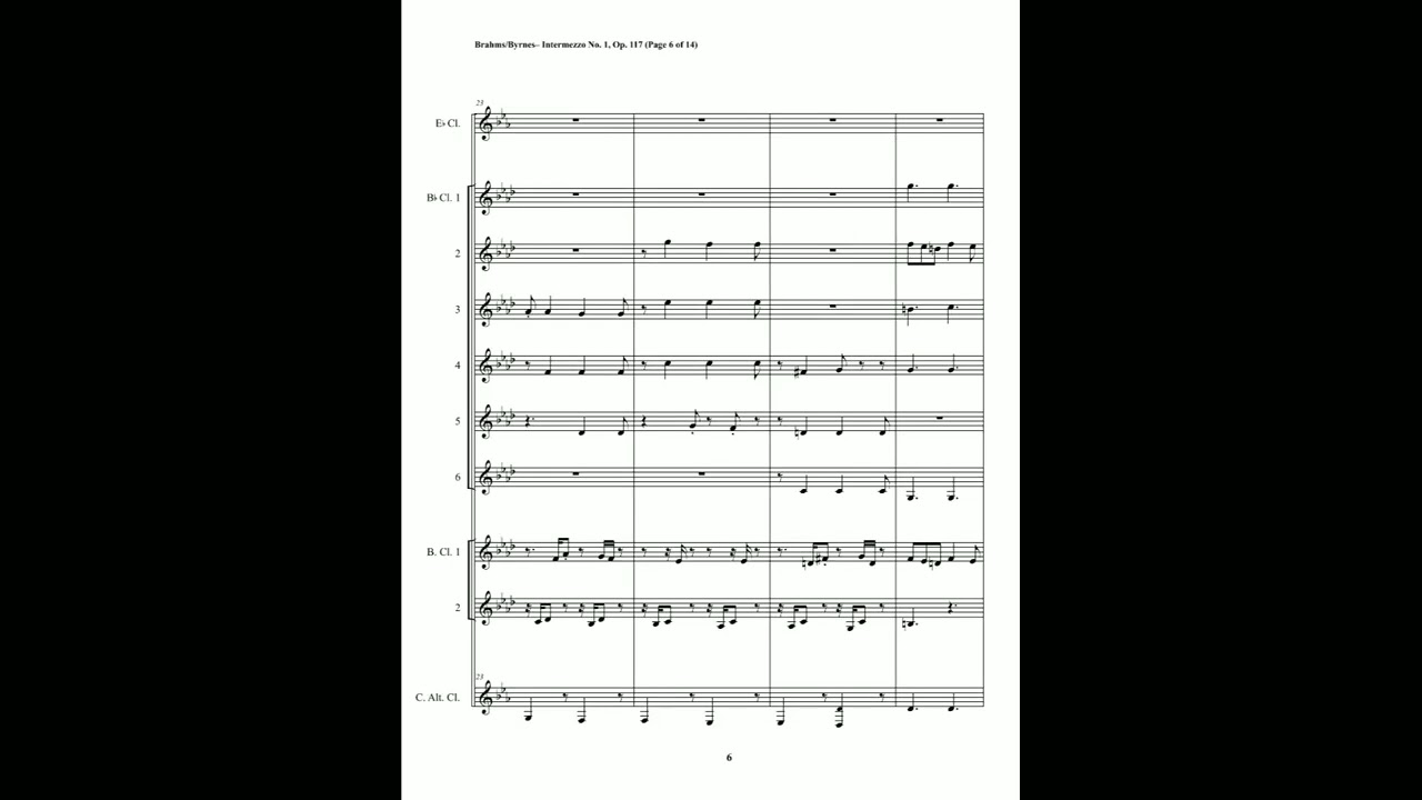 Johannes Brahms – Intermezzo, Op. 117, No. 1 (Clarinet Choir)