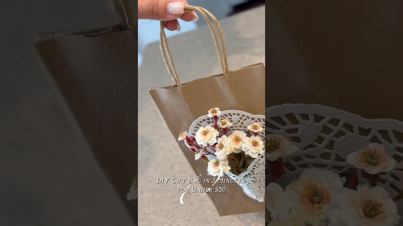 💝 DIY Gift Bag in 2 Minutes from Dollar Tree! 💐#dollartree #Gift #diy #Crafting #Handmade #Decor