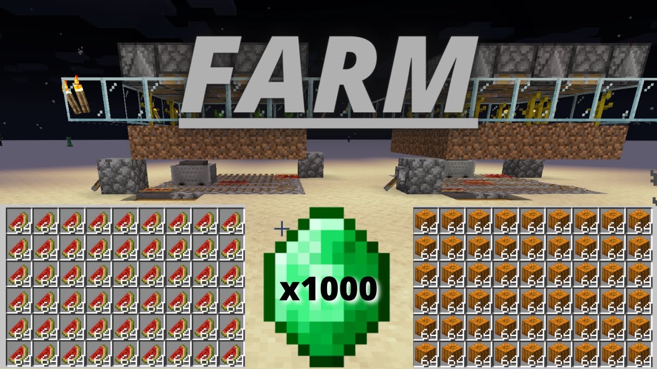 FARM À PASTÈQUE / CITROUILLE !! - Tuto - Comment avoir plein d'émeraudes!!!