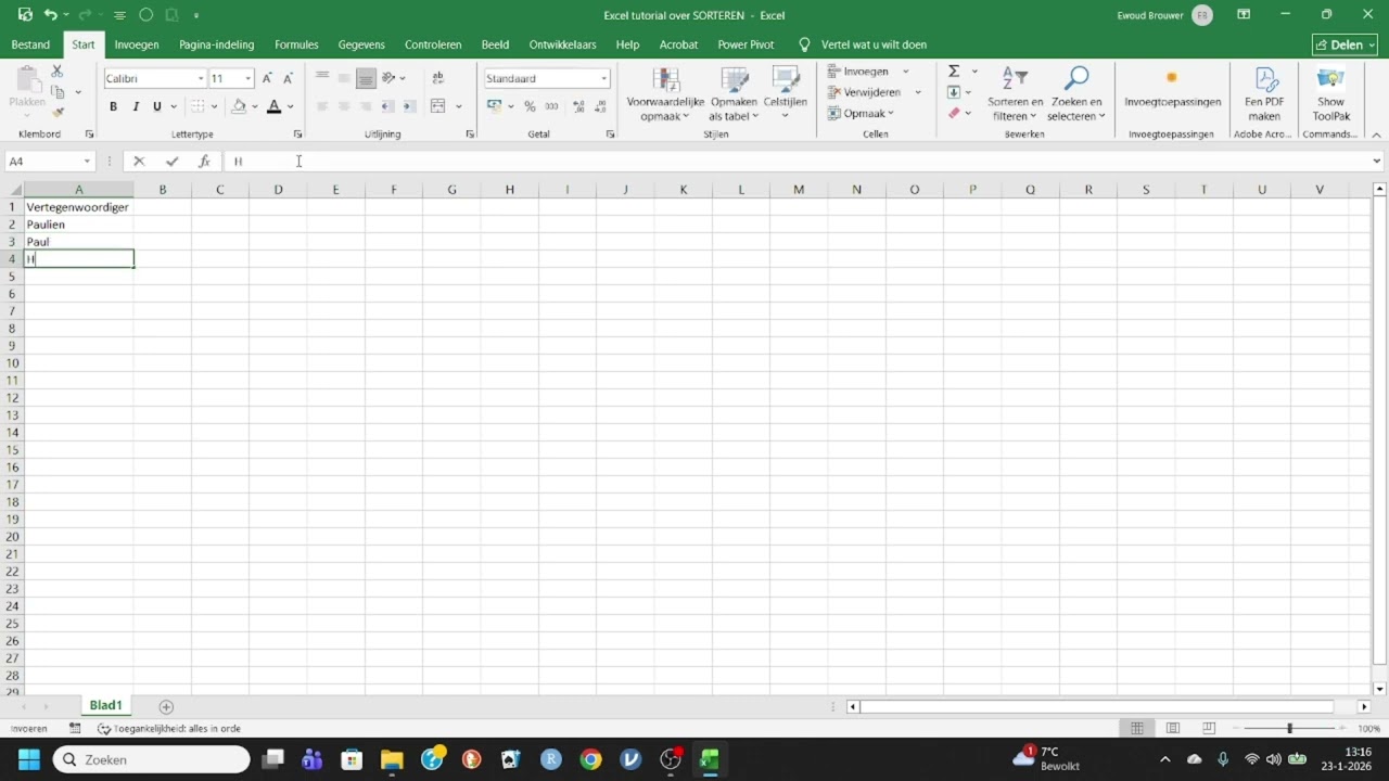 Excel tutorial over SORTEREN