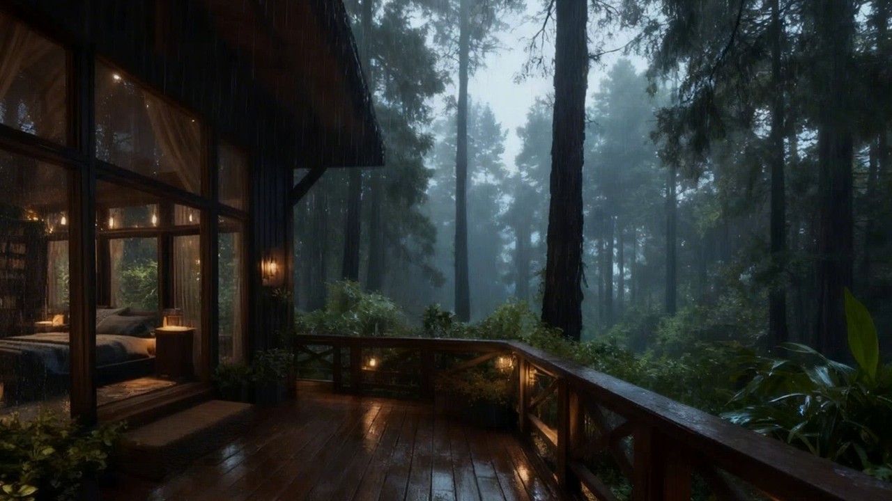 Rainy Forest Night Under the Forest Rain | Natural Night Sounds for Sleep & Relaxation