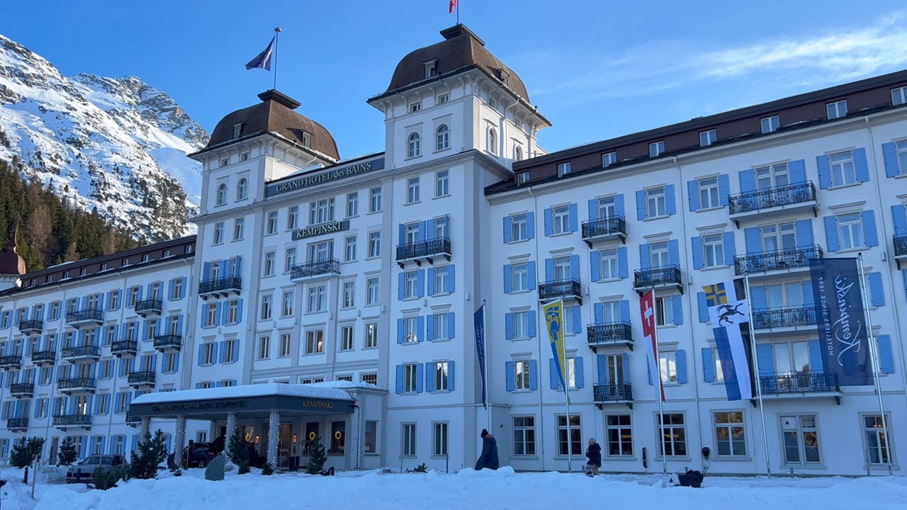 St. Moritz sun and snow walk ❄️ Switzerland 4K winter walking tour 🌨 ☀️
