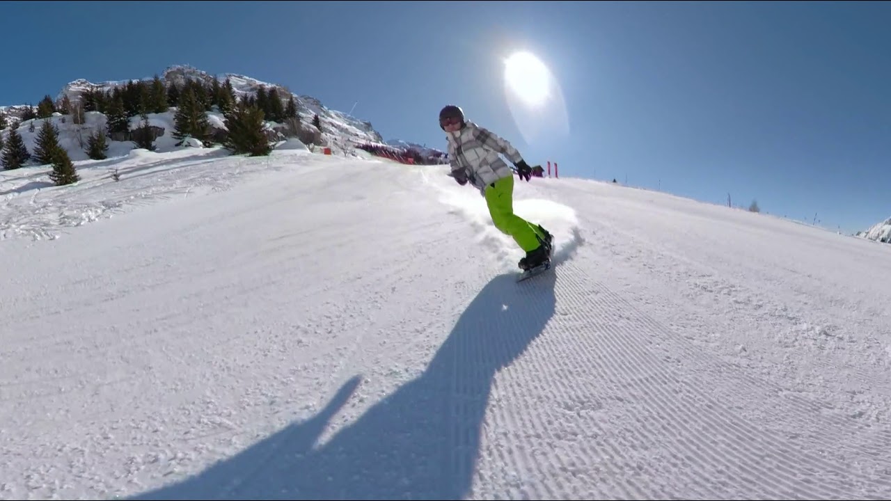 360 high speed slalom persuit and crash - snowbite - alpe d'huez