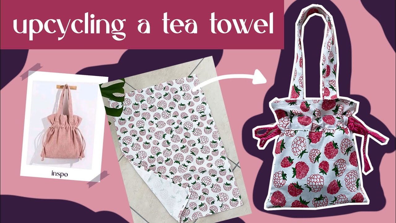 How to make this cute drawstring bag from a tea towel | fionasdf