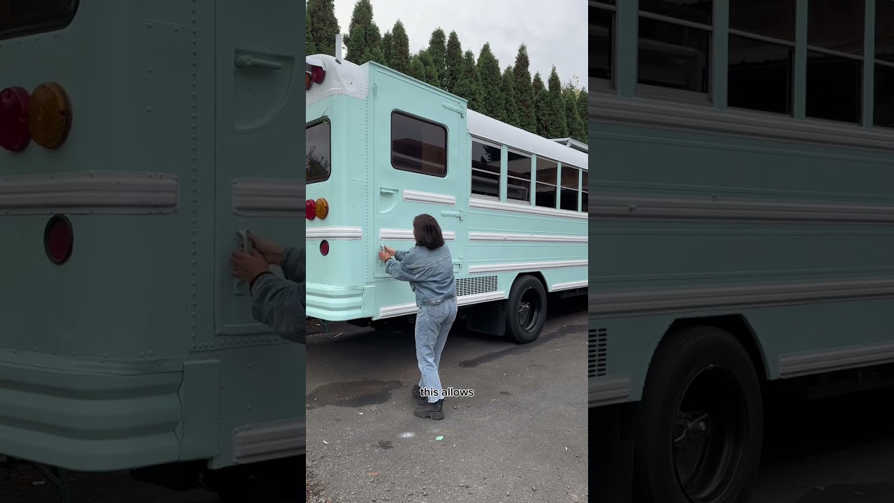 Side by side comapison of our school bus homes!