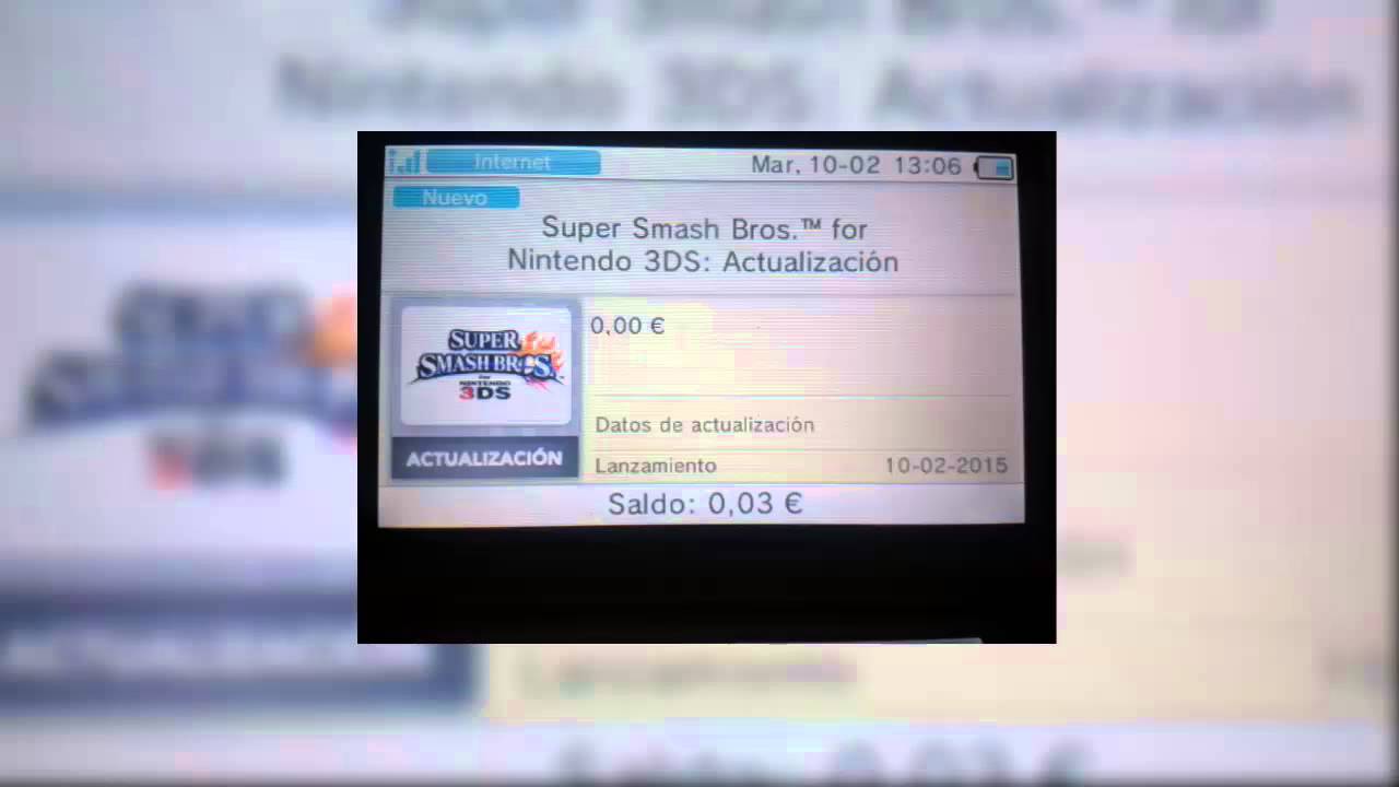 Datos Actualizaci&oacute;n 1.0.5 Super Smash bros for 3DS
