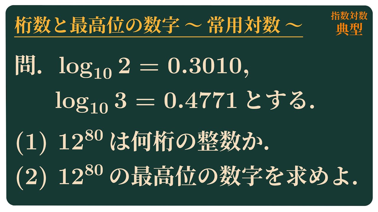 桁数と最高位の数字 〜常用対数〜