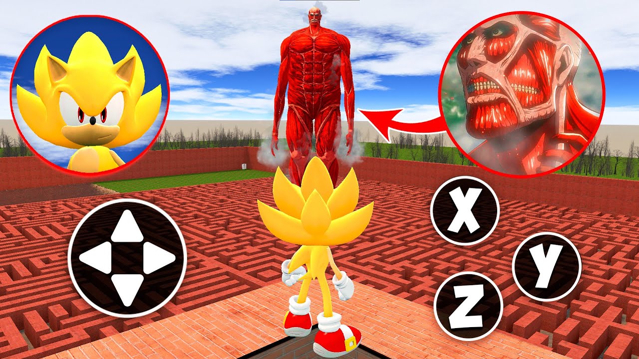 I Became Sonic VS Giant Titan Epic Battle in Garry’s Mod!