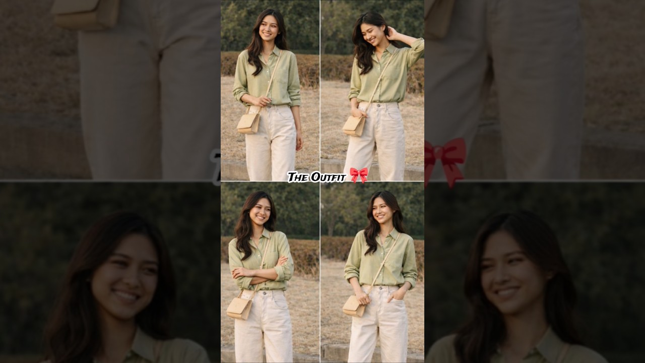 Olive green shirt = instant classy vibe 💚✨ #ootdguide #ootd #outfitideas #collegeoutfit #fyp #style