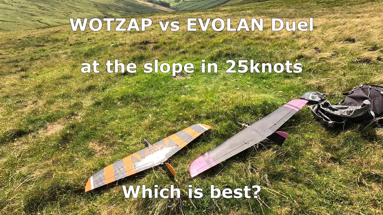 Wotzap VS Evolan Slope Soaring Gliders at the Slope in 25knots