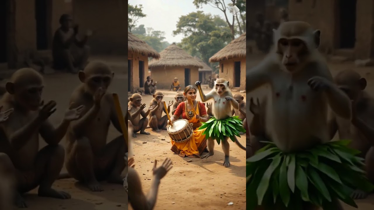 Village Girl&rsquo;s Magical Drum Dance with Monkeys | Unbelievable Village Dance 2025