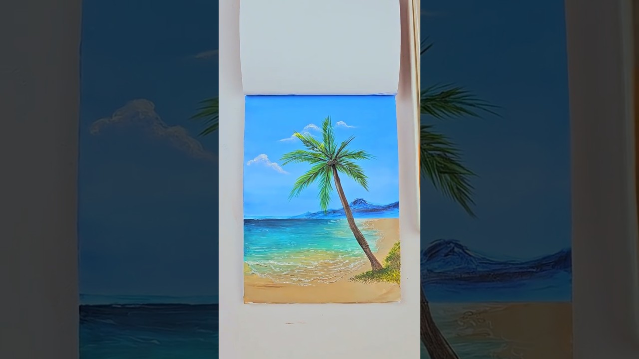 Tropical Beach Painting | Easy Relaxing Art Idea