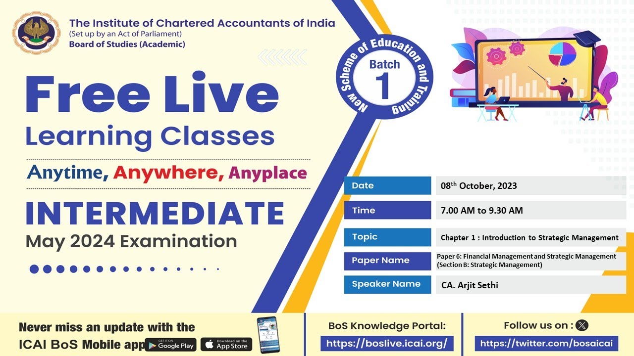 Intermediate Paper 6B: FM & SM | Topic: Ch-1: Intro. to Strategic...| Session 1 | 08 Oct, 2023