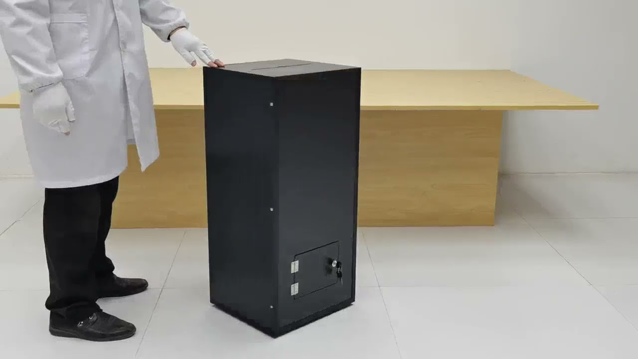 10089 Black Wood Donation Stand Box Church Charity Collection Airport Ballot Box FixtureDisplays 3D