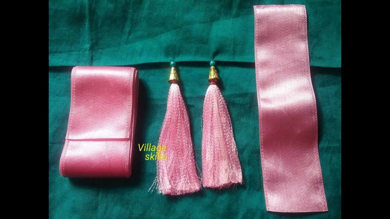 How to make satin ribbon Saree Tassels ,DIY Saree kuchu design #46 ,easy handmade ribbon tassels
